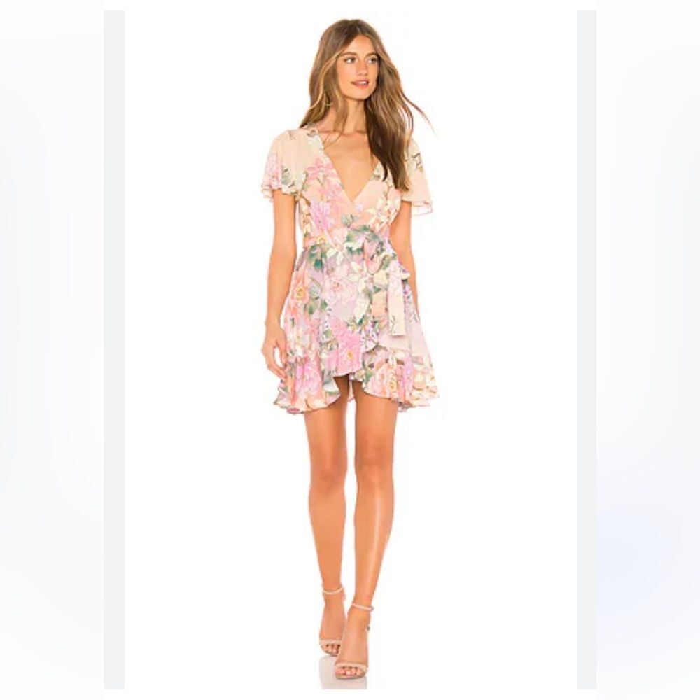 Spell Pink Floral Wrap Mini Dress